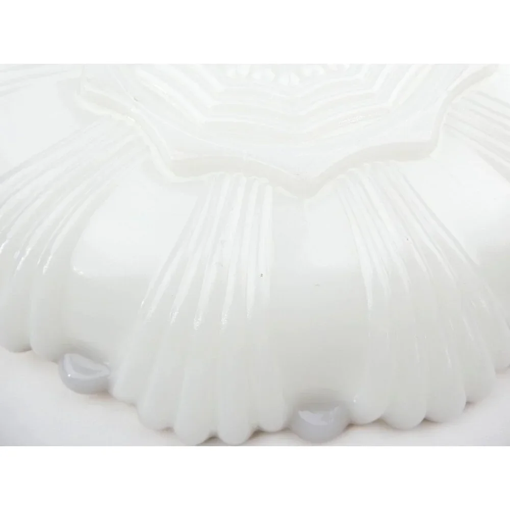 Vintage‎ Anchor Hocking Milk Glass Deviled Egg Plate With Gold Trim